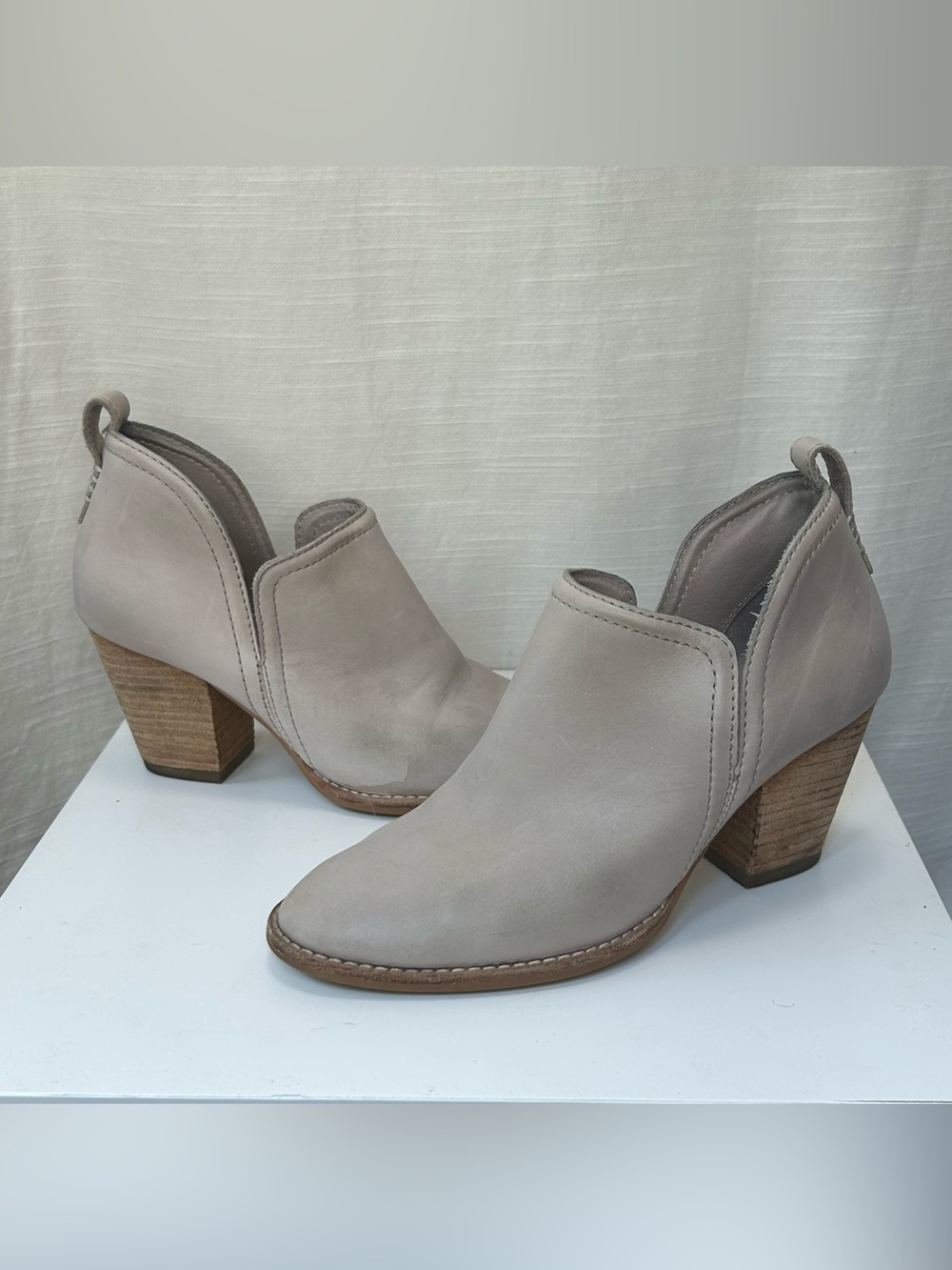 Jeffery Campbell Women's Taupe Leather Block Heel Ankle Shoe
